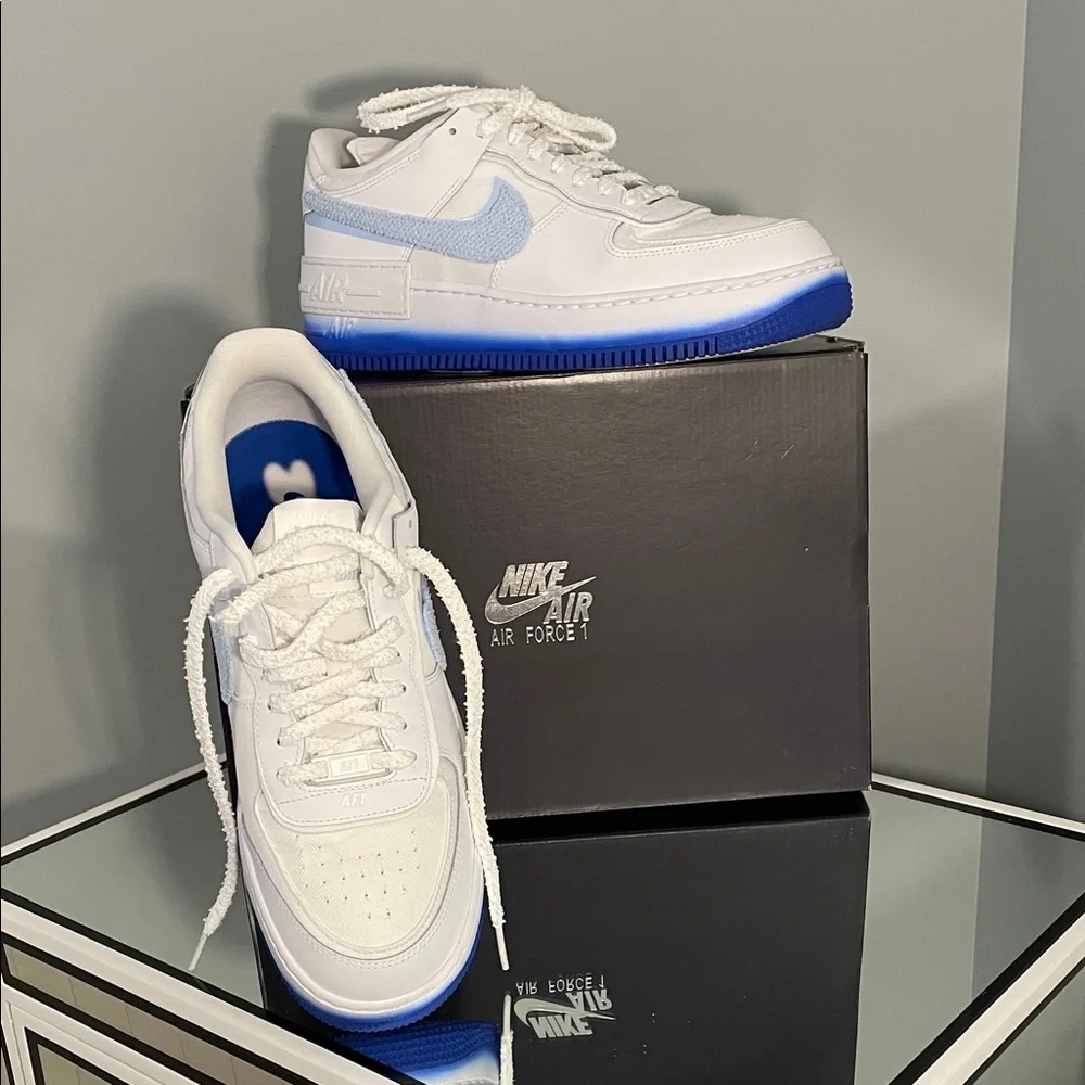 Nike Air Force 1 Shadow White with Blue Highlights